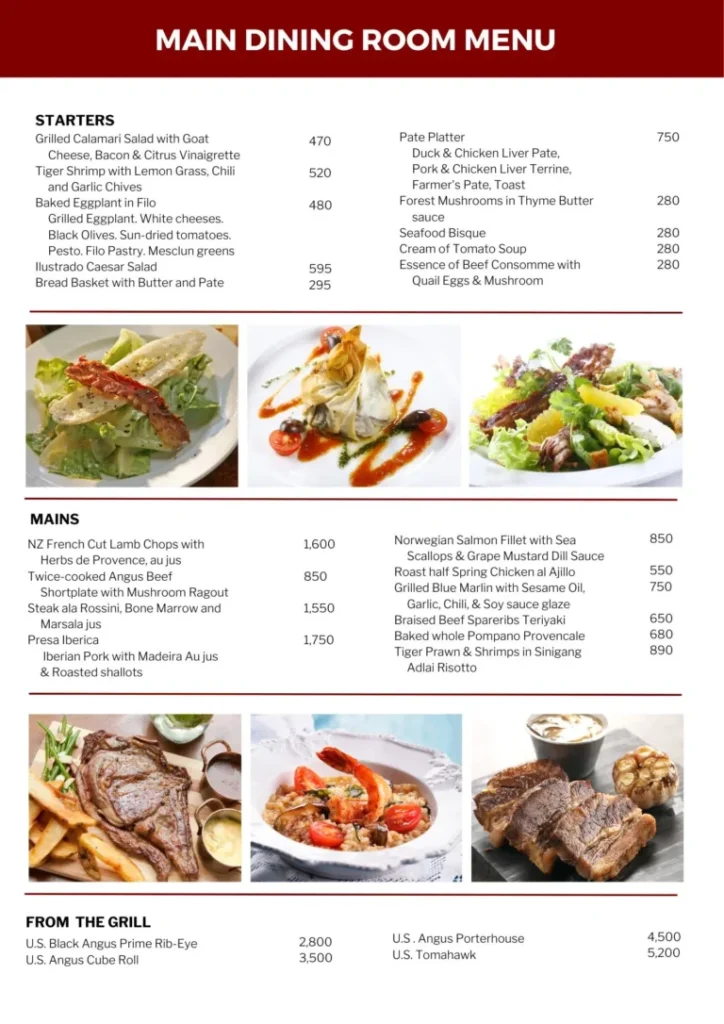 ILUSTRADO STARTERS MENU PRICES Philippines