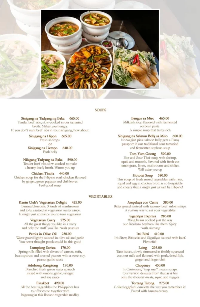 KANIN CLUB SALADS PRICES