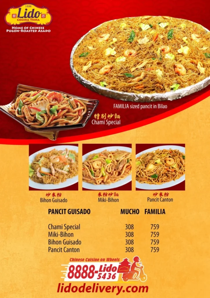 LIDO COCINA TSINA CHICKEN MENU PRICES LIDO COCINA FISH PRICES LIDO COCINA PORK AND NOODLES SPEGHETTI PRICES