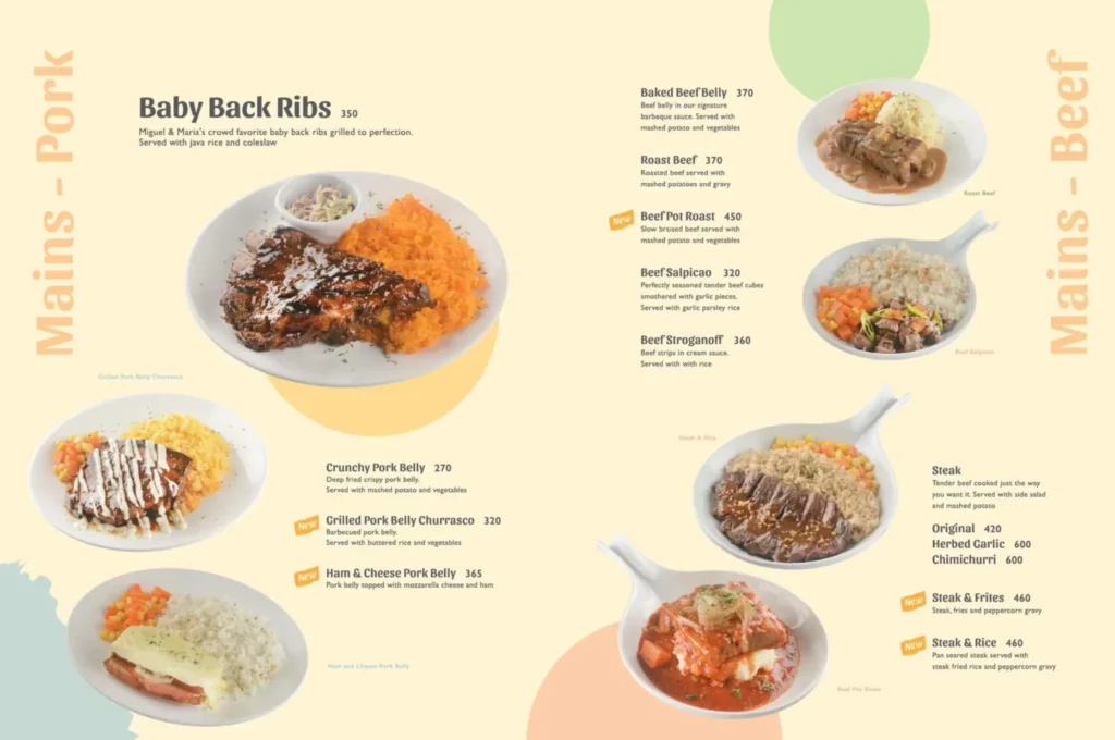 MIGUEL & MARIA PORKS MENU PRICES MIGUEL & MARIA’S BEEF MENU PRICES