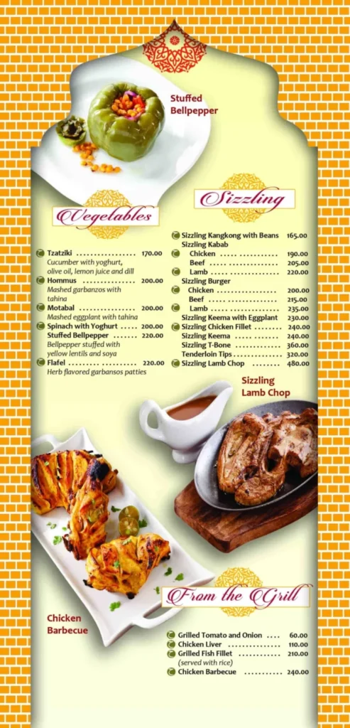 MISTER KABAB VEGETABLE MENU PRICES MISTER KABAB SIZZLING PRICES