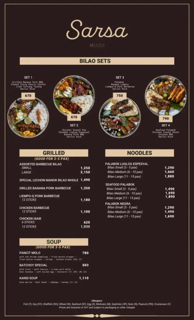 SARSA SOUP PRICES SARSA NOODLES MENU PRICES