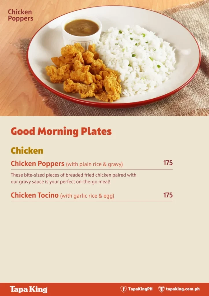 TAPA KING GOOD MORNING PLATES PRICES TAPA KING GOOD MORNING BOWLS MENU PRICES