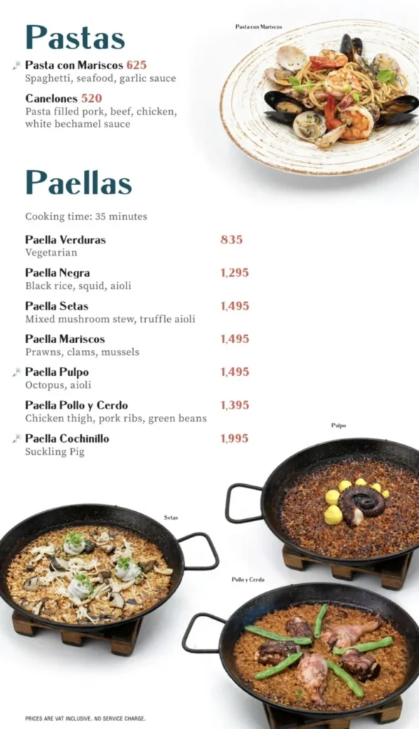 LAS FLORES PASTAS PRICES LAS FLORES PAELLAS MENU PRICES philippines