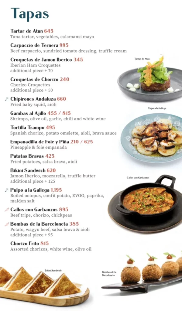 LAS FLORES TAPAS MENU PRICES philippines